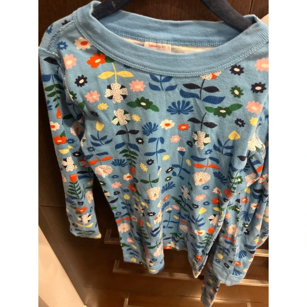 Hanna Andersson‎ blue flower pajama set girls 6-7